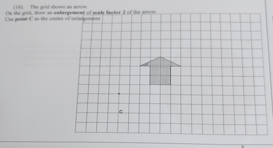 (16). The grid shows an arrow.