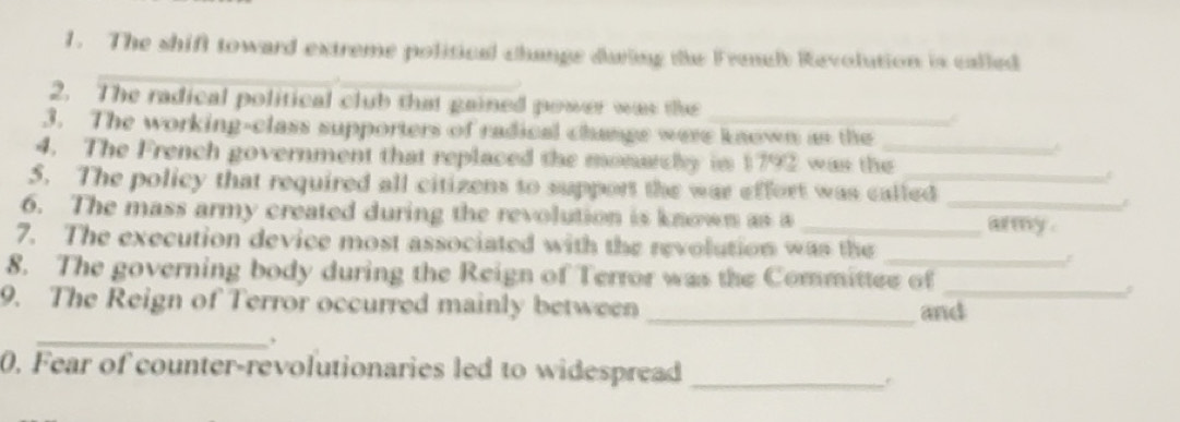 Gelöst:The shift toward extreme political change during the Frenely ...