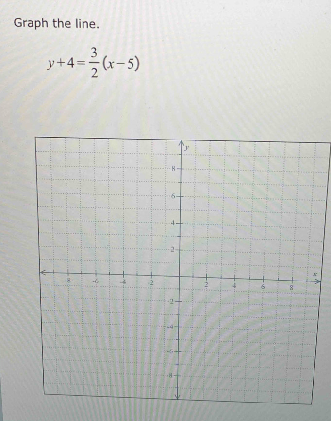 Graph the line.
y+4= 3/2 (x-5)