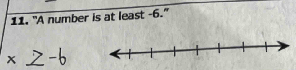 “A number is at least -6.”
x