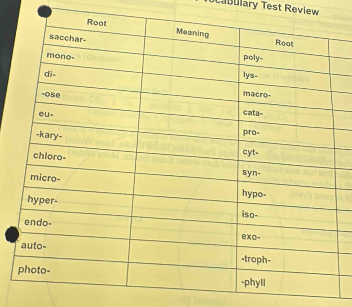 cabulary Test Review