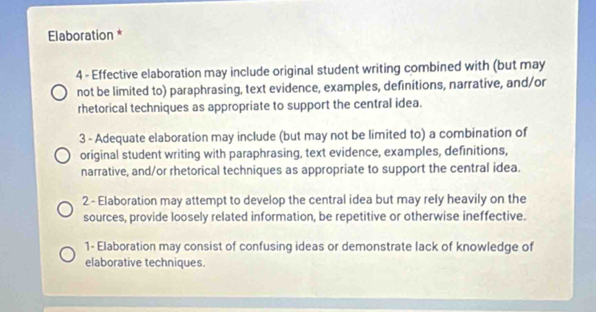 Solved: Elaboration * 4 - Effective elaboration may include original ...