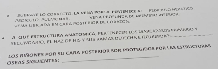 Resuelto:SUBRAYE LO CORRECTO. LA VENA PORTA PERTENECE A: PEDICIULO ...