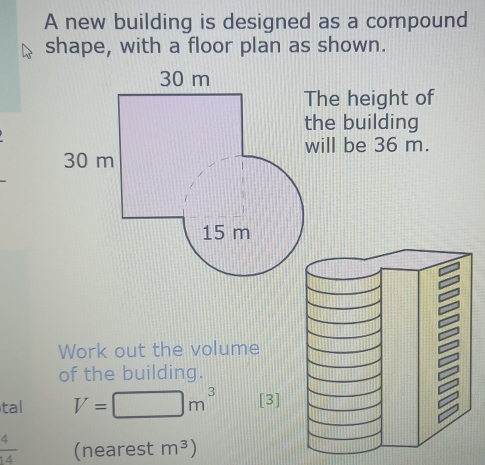 Solved: A new building is designed as a compound shape, with a floor ...