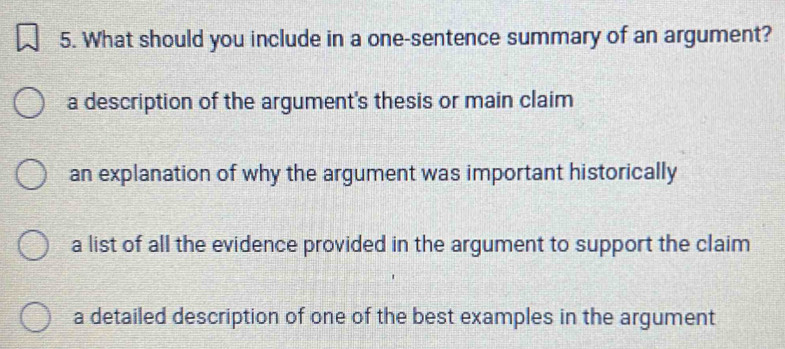 Solved: What should you include in a one-sentence summary of an ...