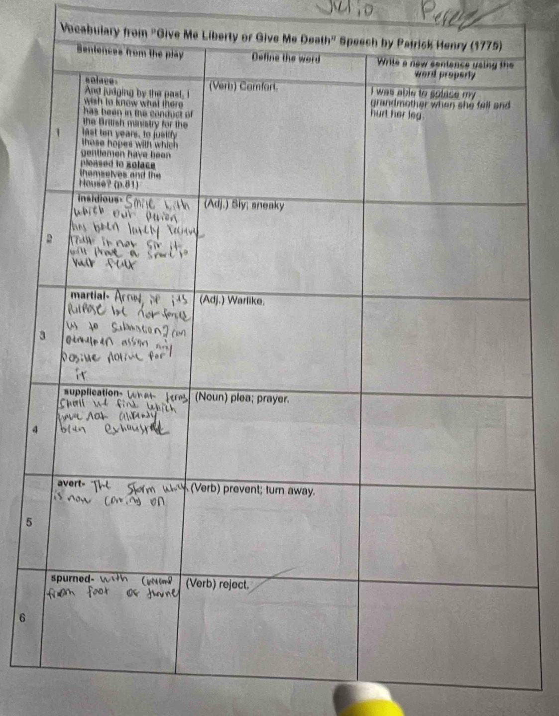 Vocabulary from "Give Me Libe 
4 
5
6