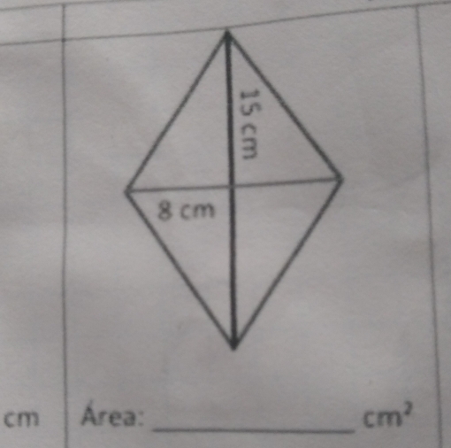 cm Área: _ cm^2