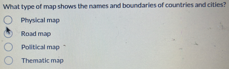 Solved: What type of map shows the names and boundaries of countries ...