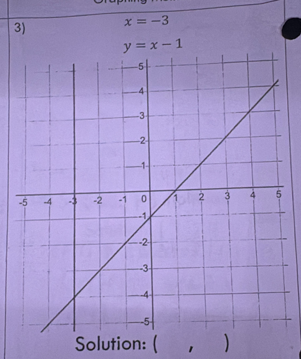 x=-3
y=x-1
Solution: ( 1 )