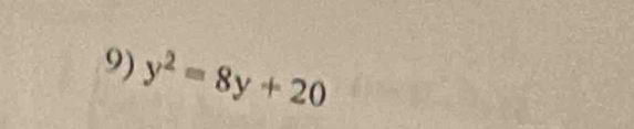 y^2=8y+20