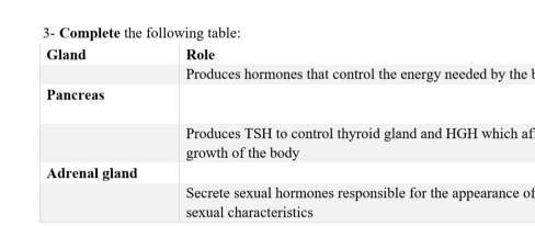 3- Complete the following table: 
e 
af 
of