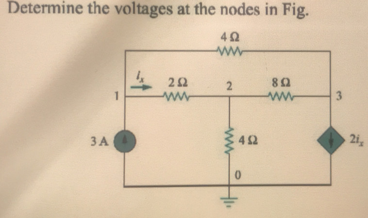 Determine the voltages at the nodes in Fig.
2i_x