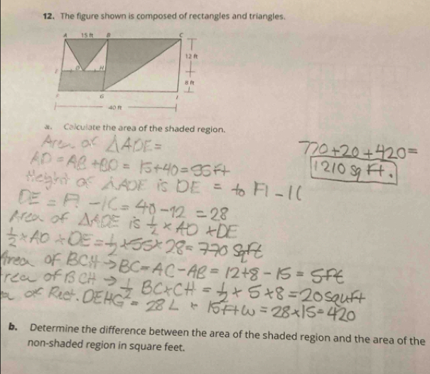 Solved: The figure shown is composed of rectangles and triangles. a ...