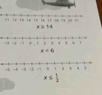 x<6</tex>
x≤  1/2 