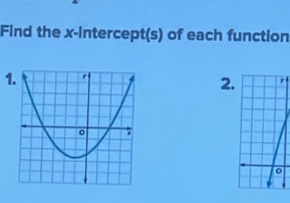 Find the x-intercept(s) of each function 
1 
2.