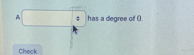 A has a degree of (. 
Check