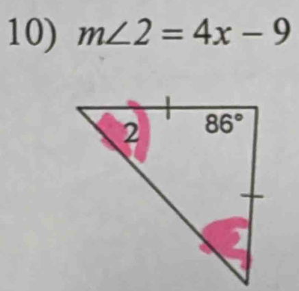 m∠ 2=4x-9