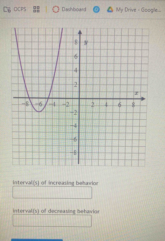 OCPS Dashboard My Drive - Google... 
interval(s) of increasing behavior 
interval(s) of decreasing behavior