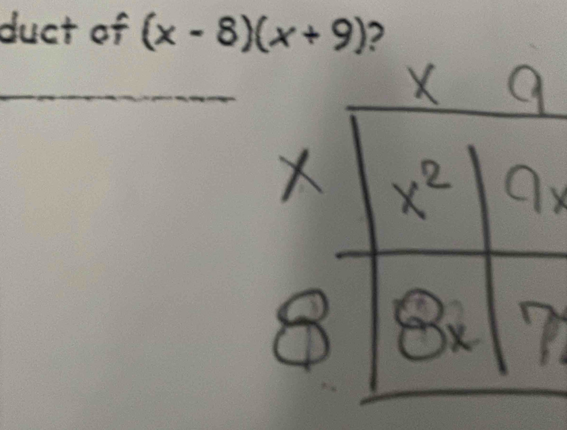 duct of (x-8)(x+9) ?