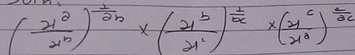 ( x^2/x^n )^ 1/2n * ( x^b/x^c )^ 1/x * ( x^c/x^3 )^ 1/2c 