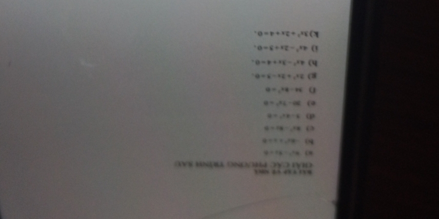 BALVAP V2 ABA 
chái các phcng trình sau 
“ 8a^2-8a=6
80 -8x^2+x=0
e 8x^2-8x=0
d) 3-ax^2=0
e) 30-7x^2=0
34-8x^2=0
g) 2x^2+2x-3=0. 
h) 4x^2-3x+4=0. 
i) 4x^2-2x+3=0. 
k) 3x^2+2x+4=0.