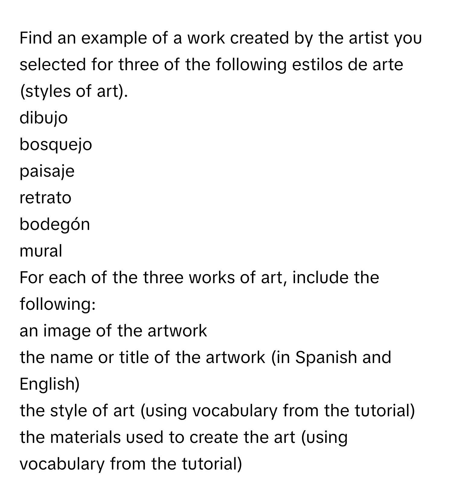 Solved: Find an example of a work created by the artist you selected ...