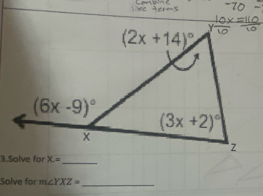 Solve for m∠ YXZ= _