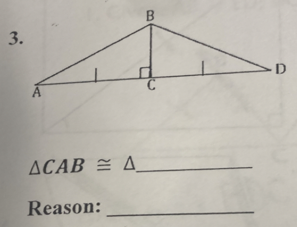 △ CAB≌ △ _ 
Reason:_