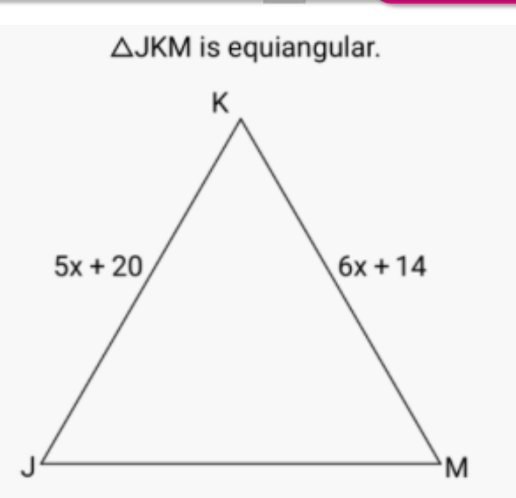 ∠ △ JKM is equiangular.