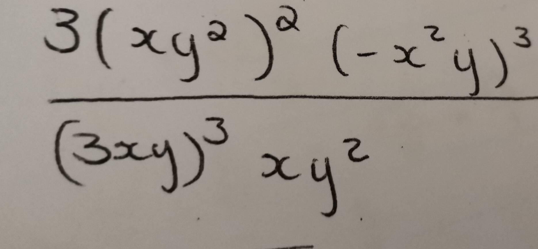 frac 3(xy^2)^2(-x^2y)^3(3xy)^3xy^2