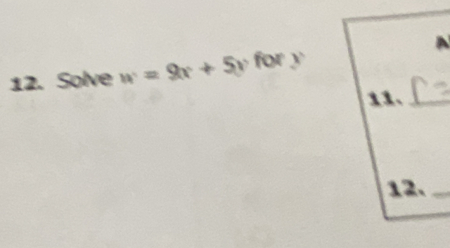 Solve w=9x+5y for y