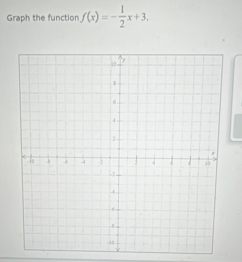 Graph the function f(x)=- 1/2 x+3,