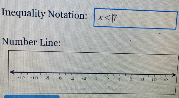 Inequality Notation: x
Number Line: