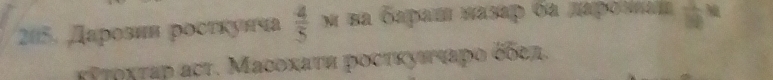 Дарозин росτкунча  4/5  ν ва бараш πазαр ба лαρоνаί  1/10 
Κτοχταр αcτ. Μαсοκατи росτκуπτεрο όбеπ.