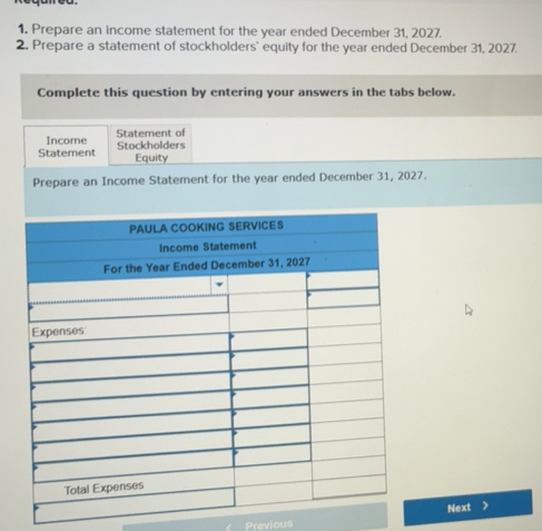 Solved: Prepare an income statement for the year ended December 31 ...