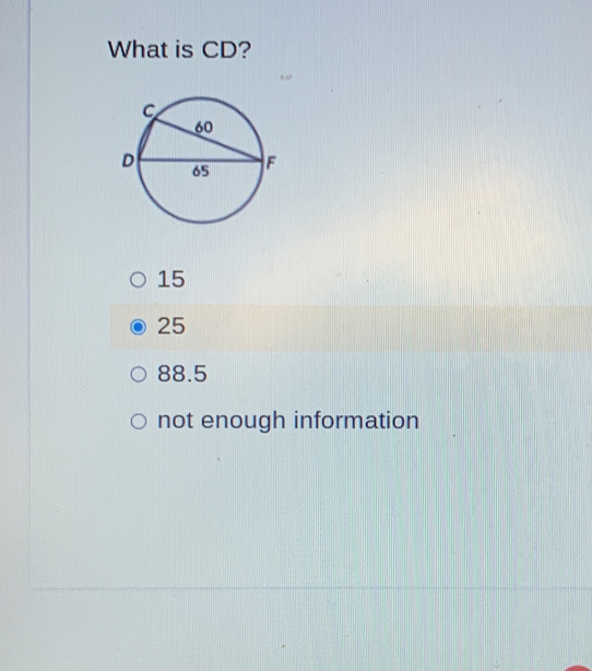 What is CD?
15
25
88.5
not enough information