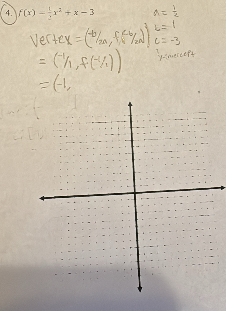 f(x)= 1/2 x^2+x-3