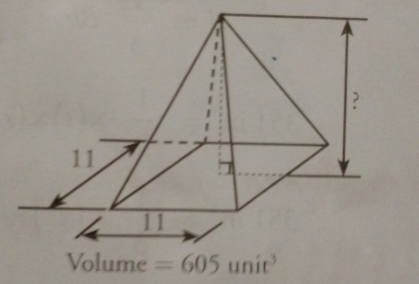 Volume =605unit^3