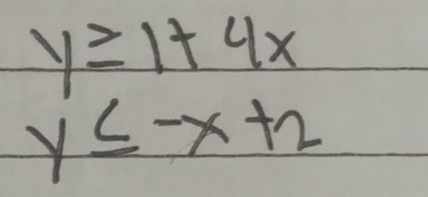 y≥ 1+4x
y≤ -x+2