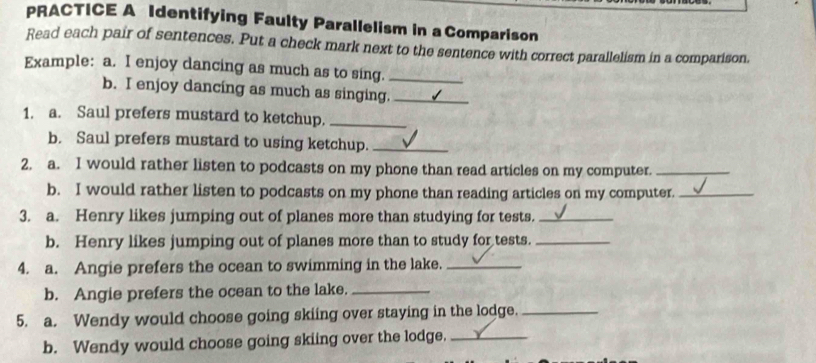 Resuelto:PRACTICE A Identifying Faulty Parallelism in a Comparison Read ...