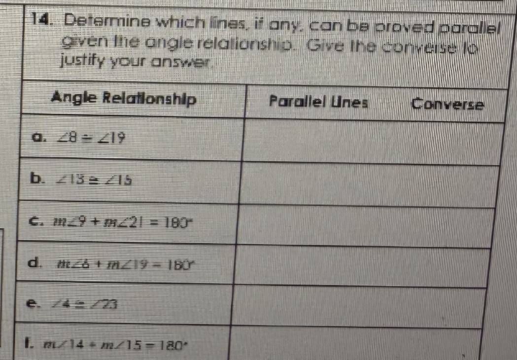 m∠ 14+m∠ 15=180°