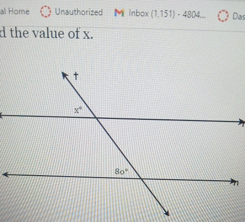 al Home Unauthorized M Inbox (1,151)-4804. Das
d the value of x.