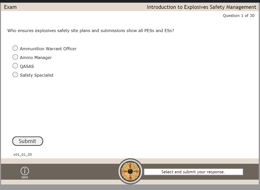 Solved: Exam Introduction to Explosives Safety Management Question 1 of ...
