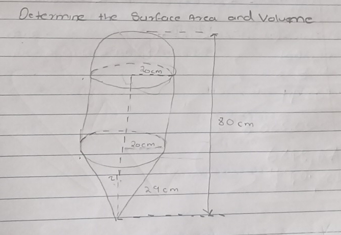 Dctermine the Surface Area and Volume
80 cm