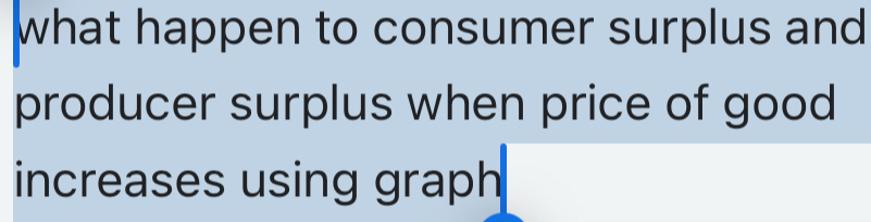 what happen to consumer surplus and 
producer surplus when price of good 
increases using graph