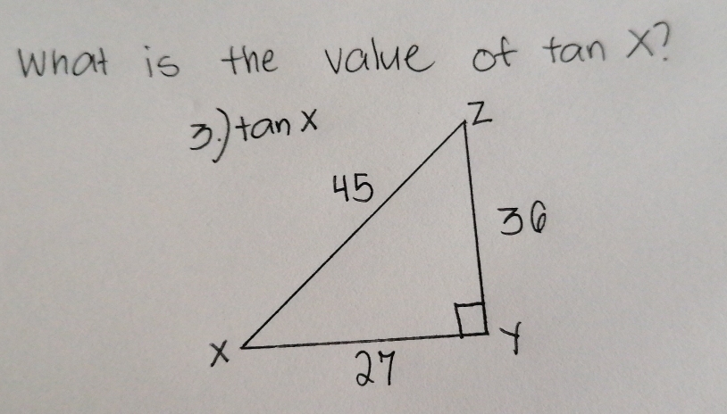 What is the value of tan x 1