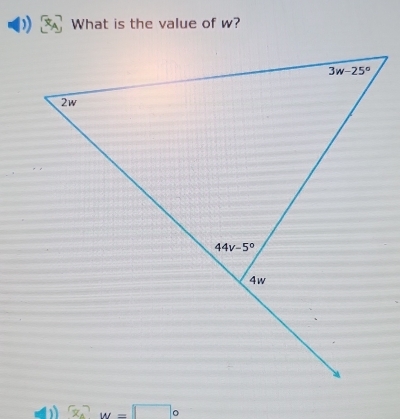 What is the value of w?
x_A^(-w=□ ^circ)