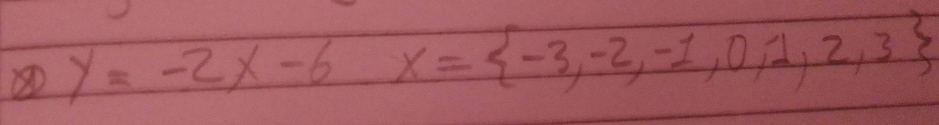 y=-2x-6x= -3,-2,-1,0,1,2,3