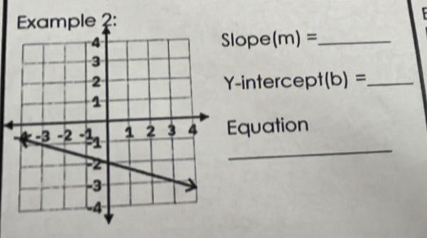 Example ?:
lope (m)= _
-interc ept (b)= _
Equation
_