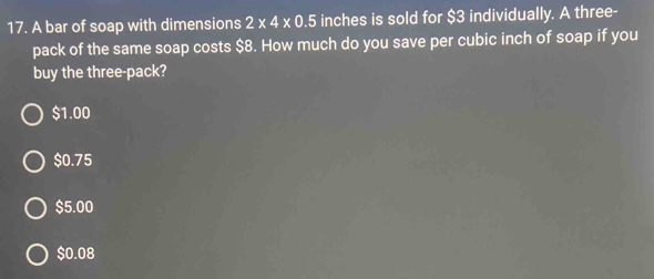 Solved: A bar of soap with dimensions 2* 4 * 0.5 5 inches is sold for ...
